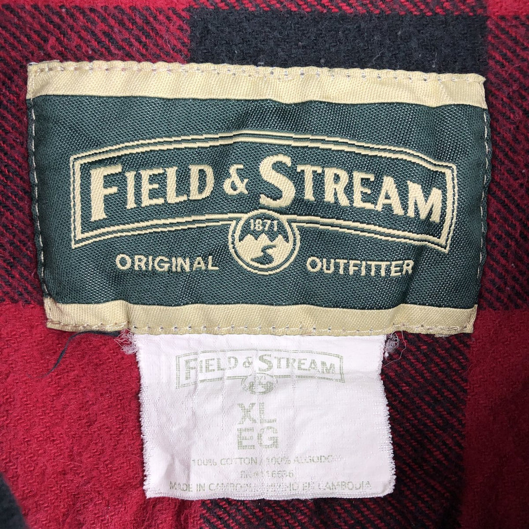 FIELD and STREAM Buffalo Check Long Sleeve Flannel Check Shirt, Men's XL cotton red type Vintage Second Hand