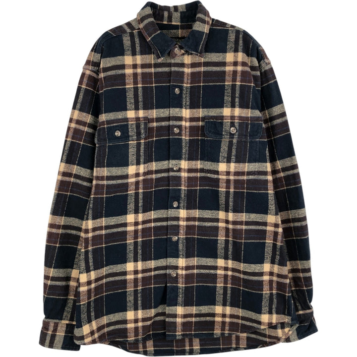 FIELD and STREAM Long Sleeve Flannel Check Shirt, Men's Size L cotton Beige type Vintage Second Hand