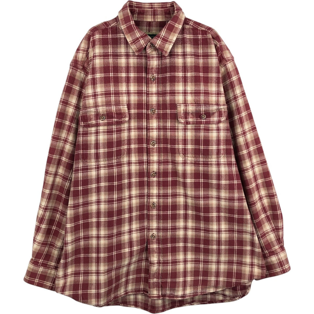 FIELD and STREAM Long Sleeve Flannel Check Shirt, Men's Size L cotton red type Vintage Second Hand