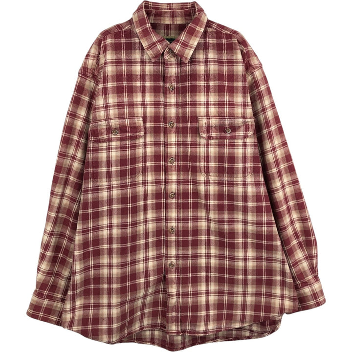 FIELD and STREAM Long Sleeve Flannel Check Shirt, Men's Size L cotton red type Vintage Second Hand