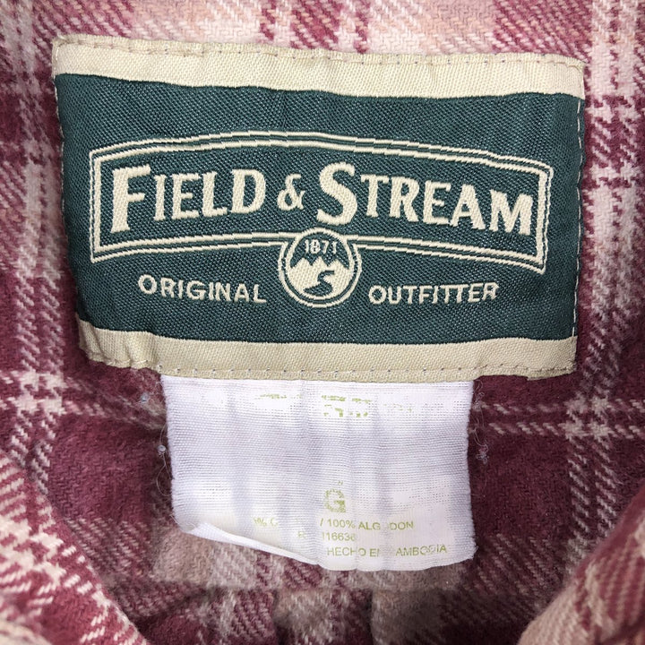 FIELD and STREAM Long Sleeve Flannel Check Shirt, Men's Size L cotton red type Vintage Second Hand