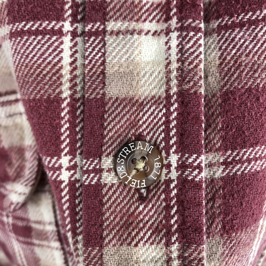 FIELD and STREAM Long Sleeve Flannel Check Shirt, Men's Size L cotton red type Vintage Second Hand