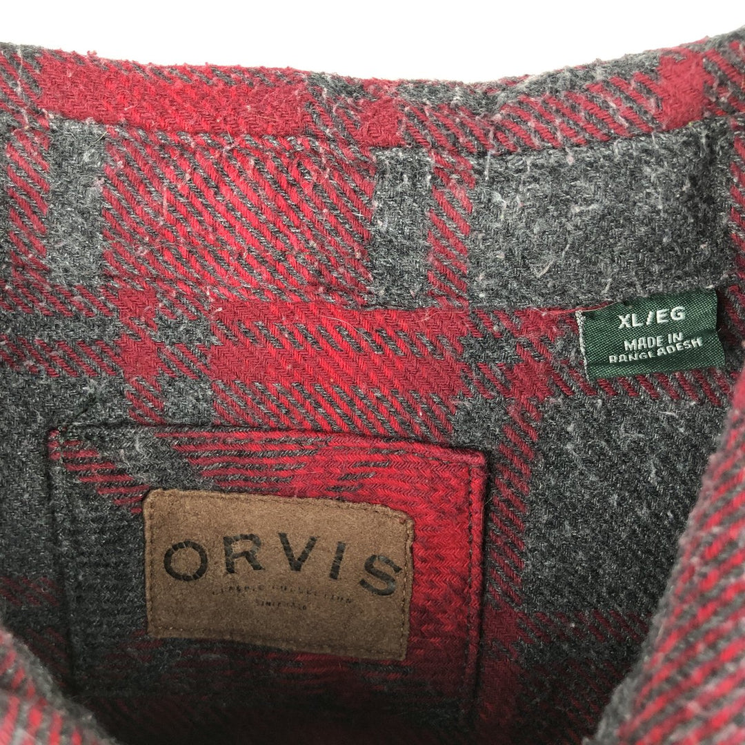 ORVIS Long Sleeve Flannel Check Shirt, Men's XL Size cotton gray type Vintage Second Hand