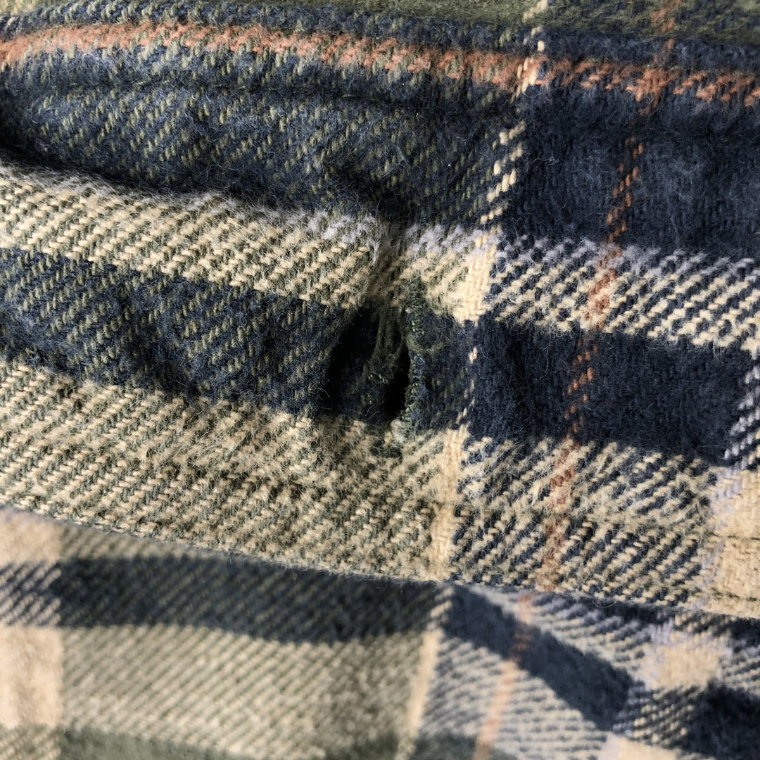90'S FIELD and STREAM Long-Sleeve Heavy Flannel Check Shirt, Men's Size XL (Equivalent), Vintage cotton Khaki type Vintage Second Hand