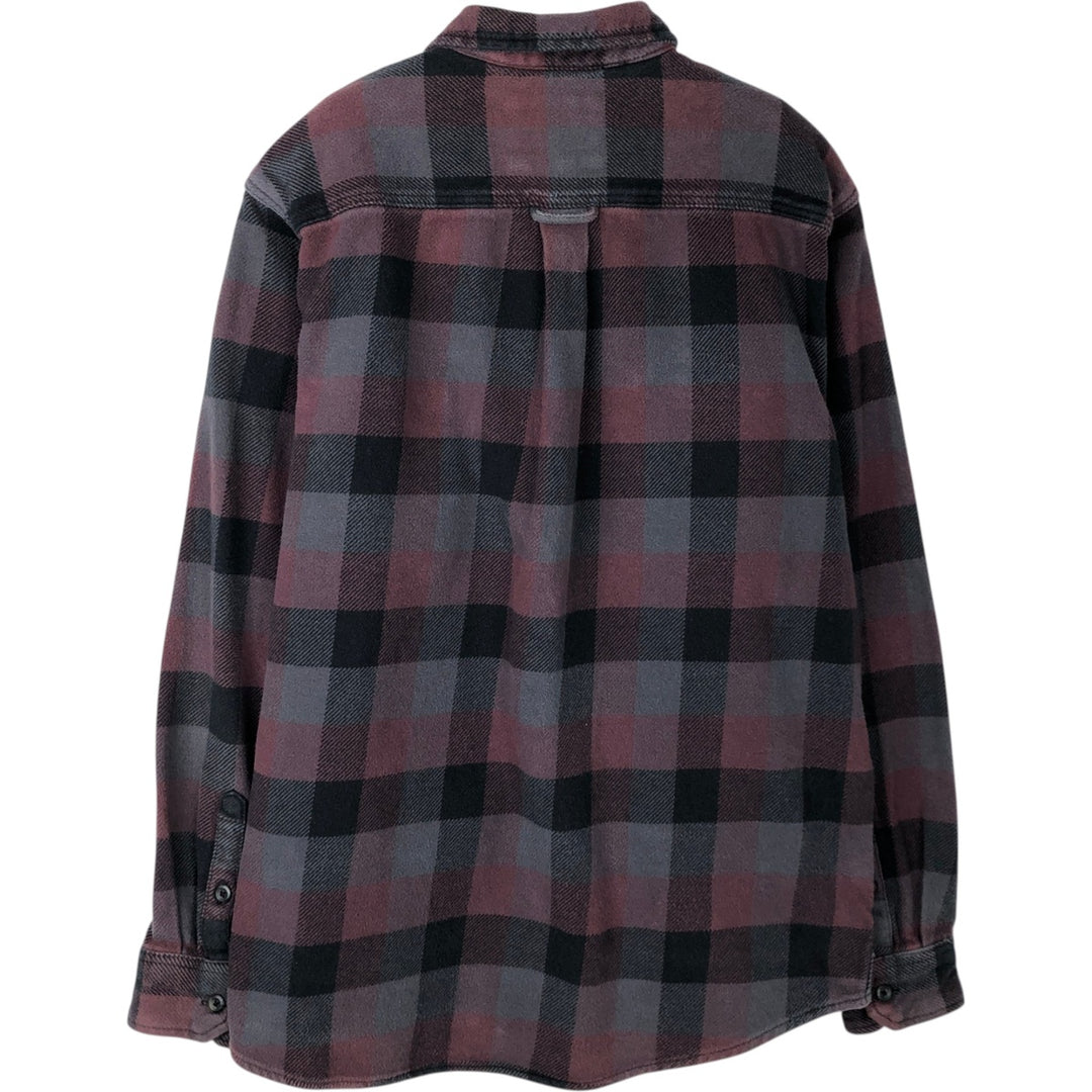 ORVIS Long Sleeve Heavy Flannel Check Shirt, Men's Size L cotton purple type Vintage Second Hand