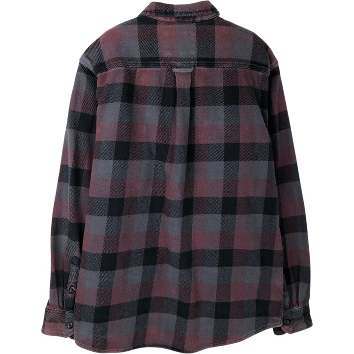 ORVIS Long Sleeve Heavy Flannel Check Shirt, Men's Size L cotton purple type Vintage Second Hand