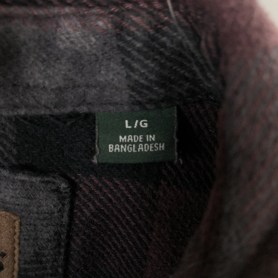 ORVIS Long Sleeve Heavy Flannel Check Shirt, Men's Size L cotton purple type Vintage Second Hand