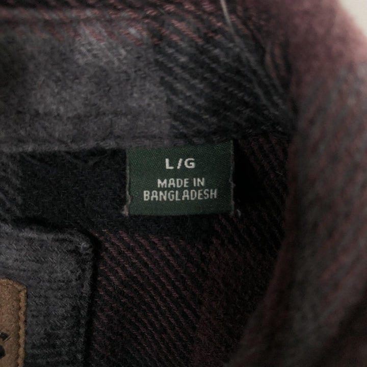 ORVIS Long Sleeve Heavy Flannel Check Shirt, Men's Size L cotton purple type Vintage Second Hand