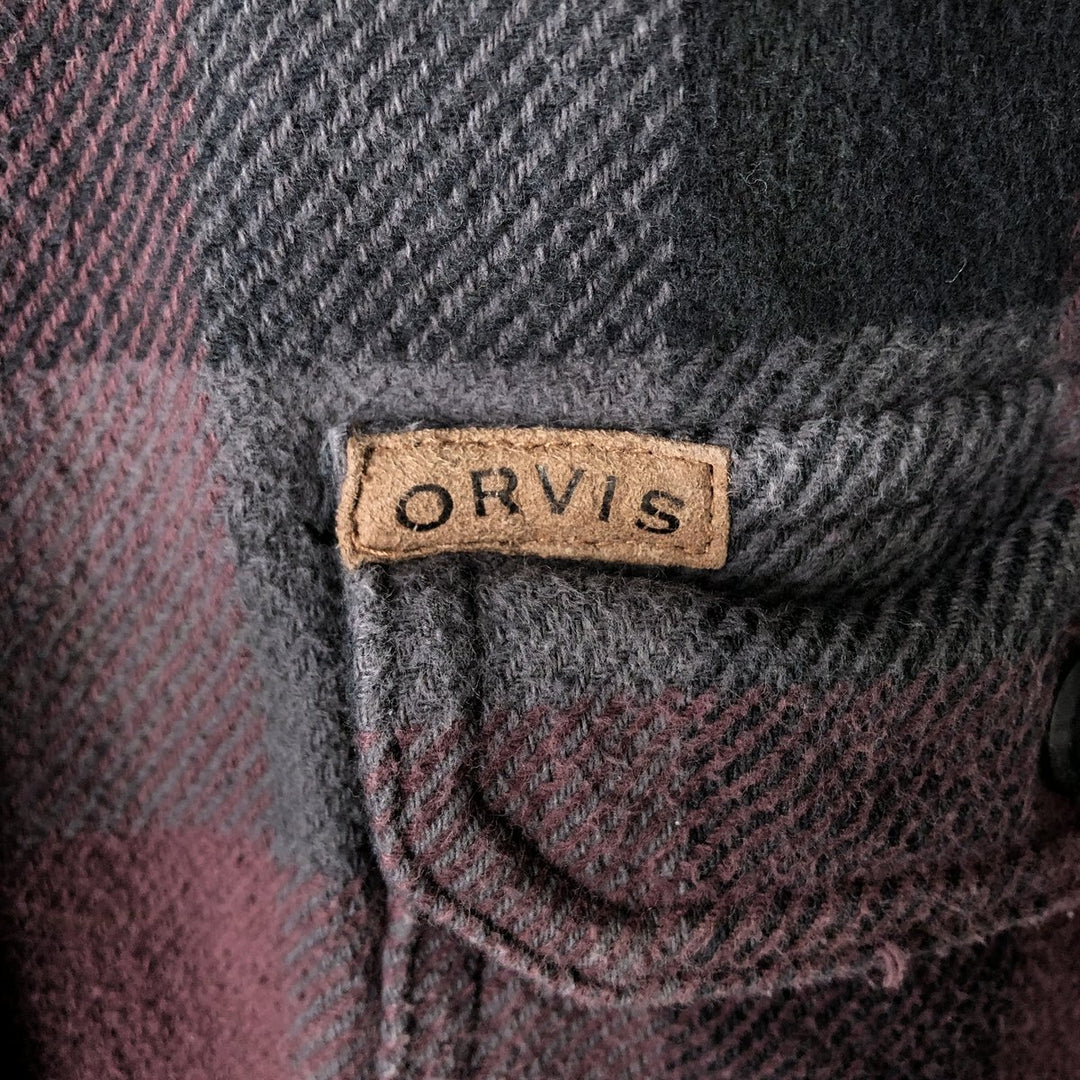 ORVIS Long Sleeve Heavy Flannel Check Shirt, Men's Size L cotton purple type Vintage Second Hand