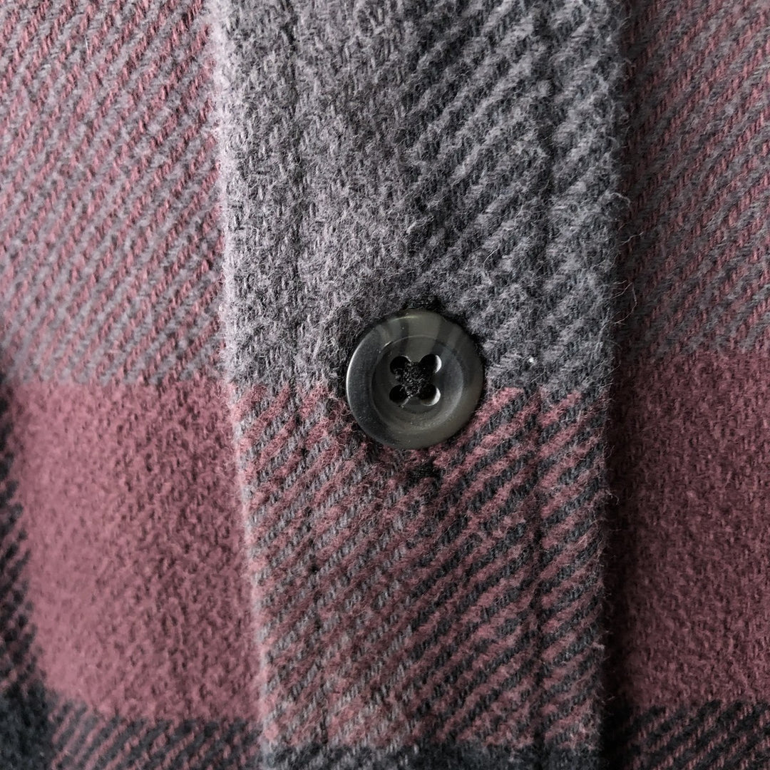 ORVIS Long Sleeve Heavy Flannel Check Shirt, Men's Size L cotton purple type Vintage Second Hand