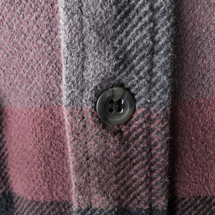 ORVIS Long Sleeve Heavy Flannel Check Shirt, Men's Size L cotton purple type Vintage Second Hand