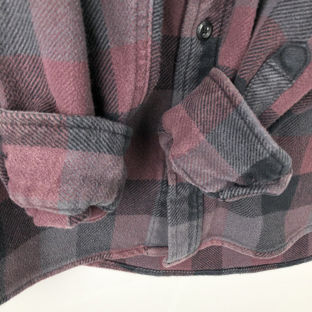 ORVIS Long Sleeve Heavy Flannel Check Shirt, Men's Size L cotton purple type Vintage Second Hand