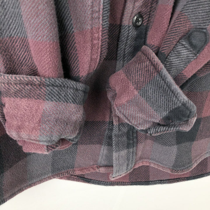 ORVIS Long Sleeve Heavy Flannel Check Shirt, Men's Size L cotton purple type Vintage Second Hand