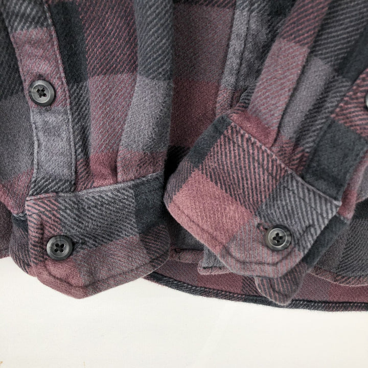 ORVIS Long Sleeve Heavy Flannel Check Shirt, Men's Size L cotton purple type Vintage Second Hand