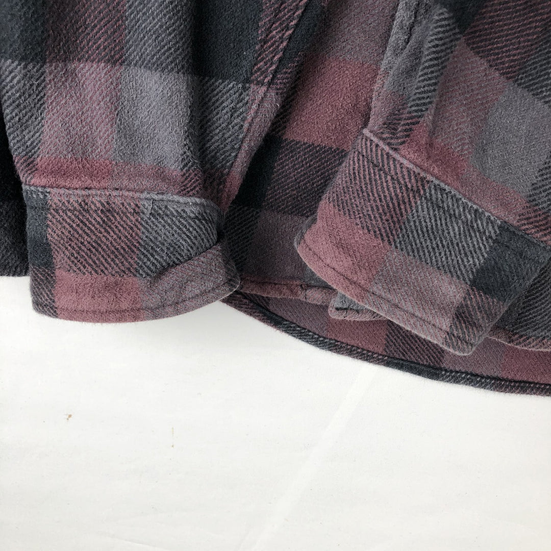 ORVIS Long Sleeve Heavy Flannel Check Shirt, Men's Size L cotton purple type Vintage Second Hand