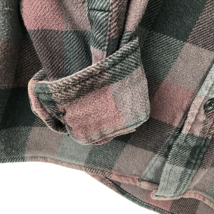 ORVIS Long Sleeve Heavy Flannel Check Shirt, Men's Size L cotton purple type Vintage Second Hand