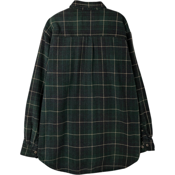 FIELD AND STREAM Long Sleeve Heavy Flannel Check Shirt, Men's XL cotton Green type dark green Vintage Second Hand