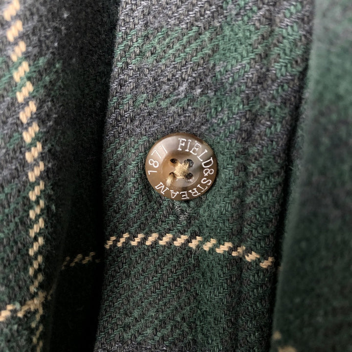 FIELD AND STREAM Long Sleeve Heavy Flannel Check Shirt, Men's XL cotton Green type dark green Vintage Second Hand