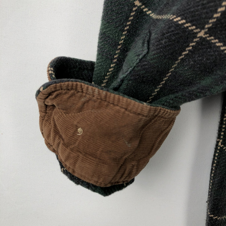 FIELD AND STREAM Long Sleeve Heavy Flannel Check Shirt, Men's XL cotton Green type dark green Vintage Second Hand