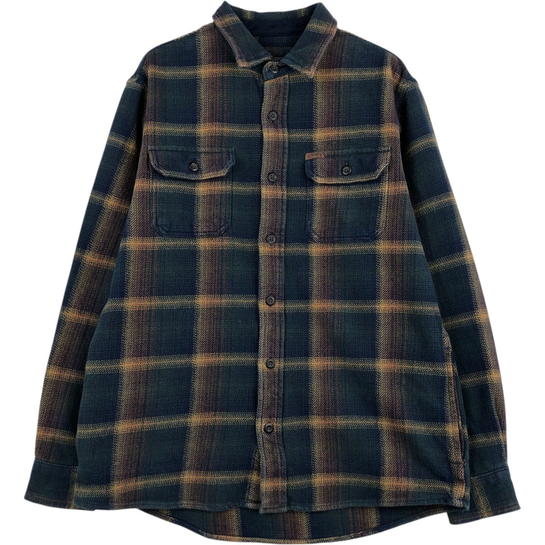 ORVIS Ombre Check Long Sleeve Flannel Check Shirt, Men's M Size cotton navy blue type Vintage Second Hand