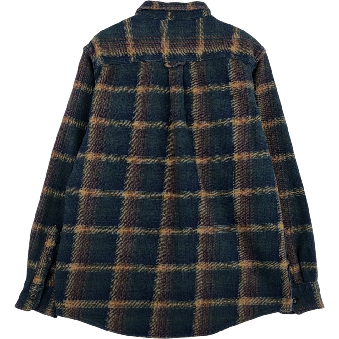 ORVIS Ombre Check Long Sleeve Flannel Check Shirt, Men's M Size cotton navy blue type Vintage Second Hand