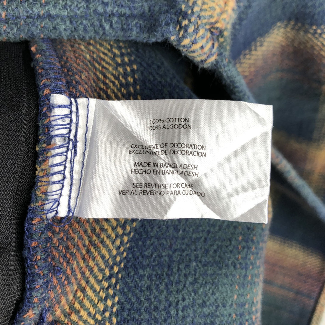 ORVIS Ombre Check Long Sleeve Flannel Check Shirt, Men's M Size cotton navy blue type Vintage Second Hand