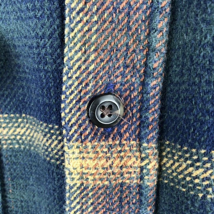 ORVIS Ombre Check Long Sleeve Flannel Check Shirt, Men's M Size cotton navy blue type Vintage Second Hand