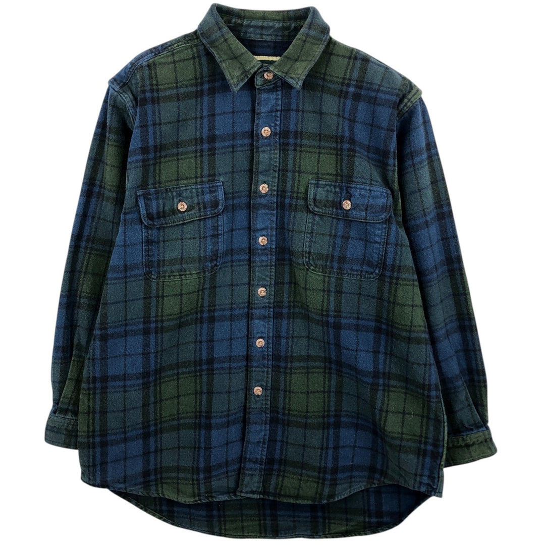 Field and Stream Long Sleeve Flannel Check Shirt, Men's XL cotton navy blue type Vintage Second Hand