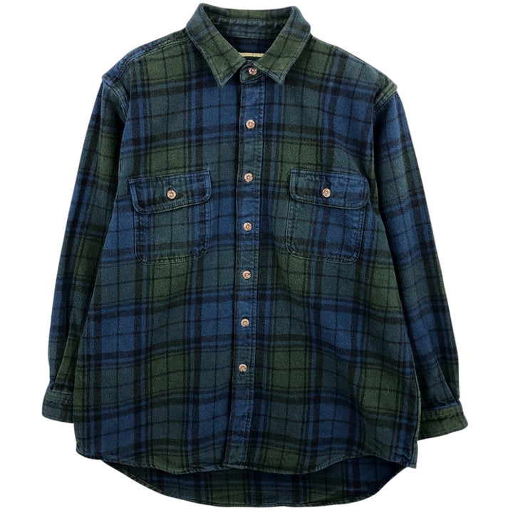 Field and Stream Long Sleeve Flannel Check Shirt, Men's XL cotton navy blue type Vintage Second Hand