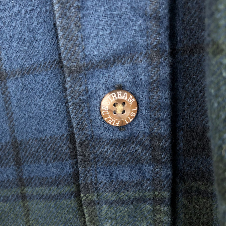 Field and Stream Long Sleeve Flannel Check Shirt, Men's XL cotton navy blue type Vintage Second Hand