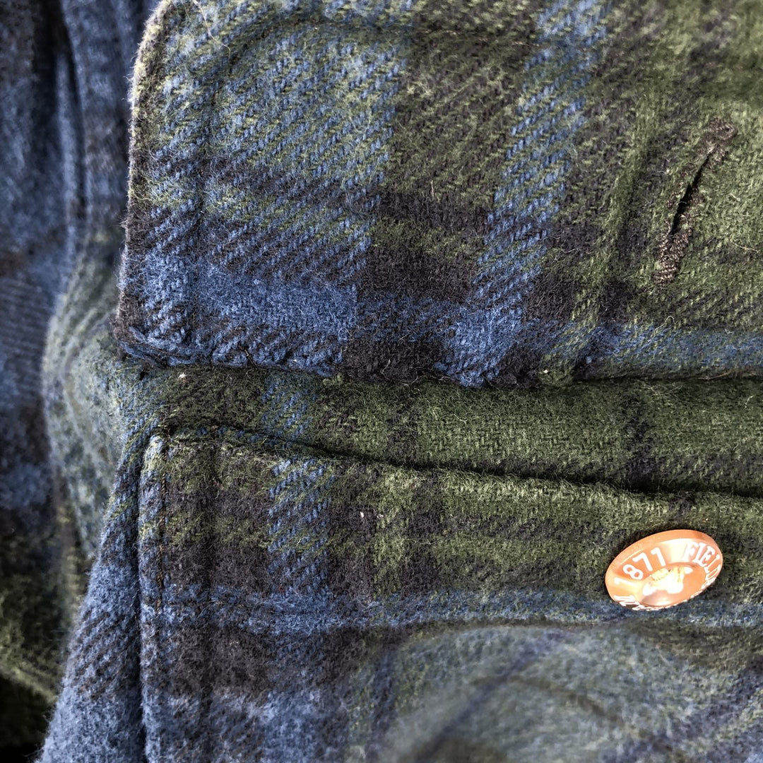 Field and Stream Long Sleeve Flannel Check Shirt, Men's XL cotton navy blue type Vintage Second Hand