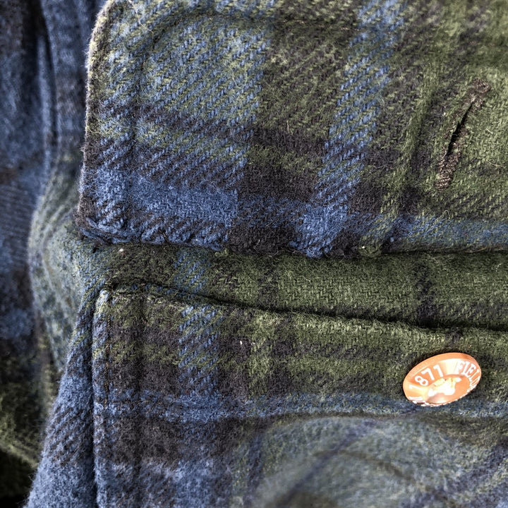 Field and Stream Long Sleeve Flannel Check Shirt, Men's XL cotton navy blue type Vintage Second Hand