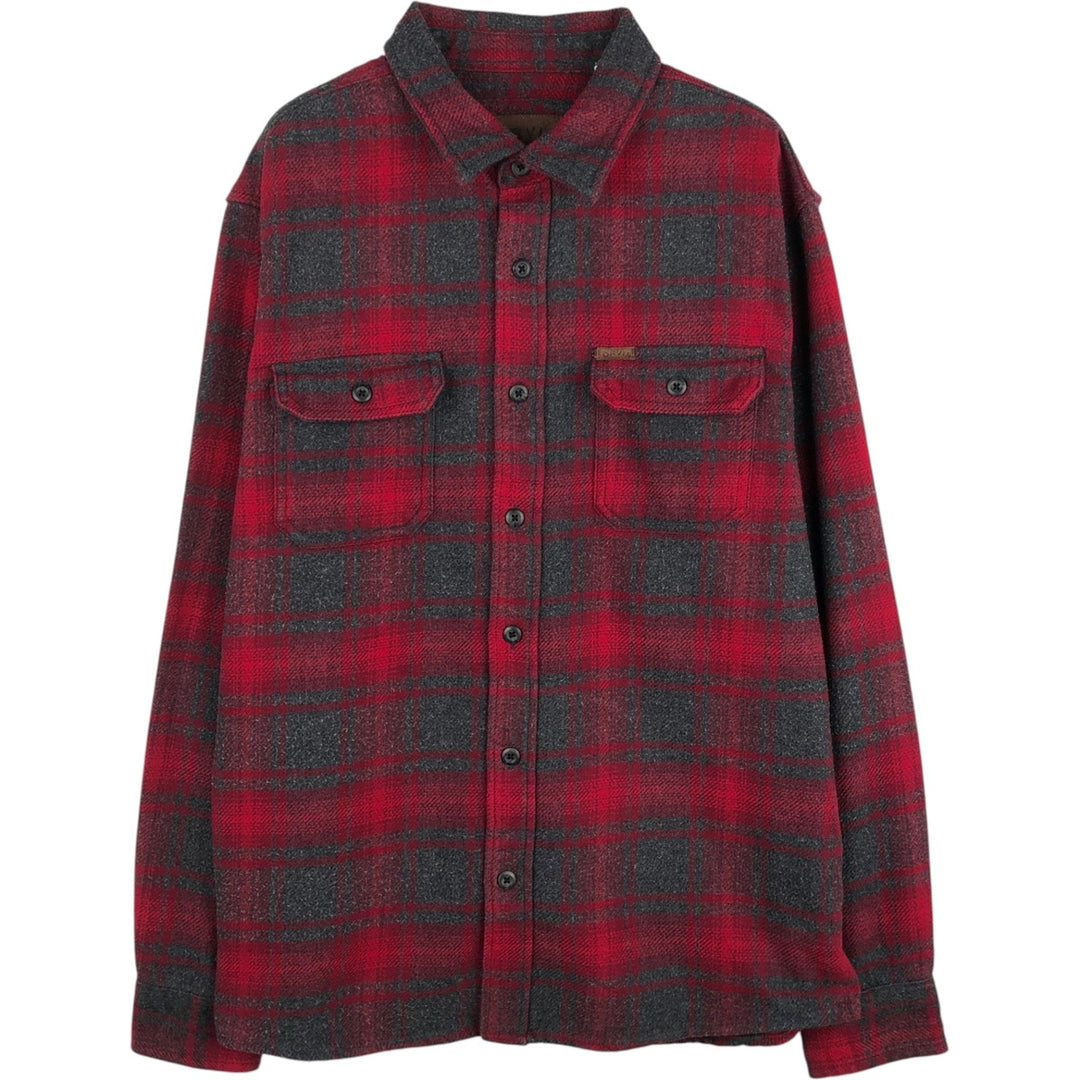 ORVIS Ombre Check Long Sleeve Heavy Flannel Check Shirt, Men's Size L cotton red type Vintage Second Hand