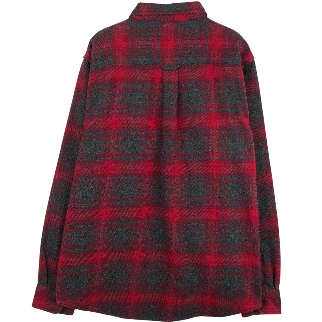 ORVIS Ombre Check Long Sleeve Heavy Flannel Check Shirt, Men's Size L cotton red type Vintage Second Hand