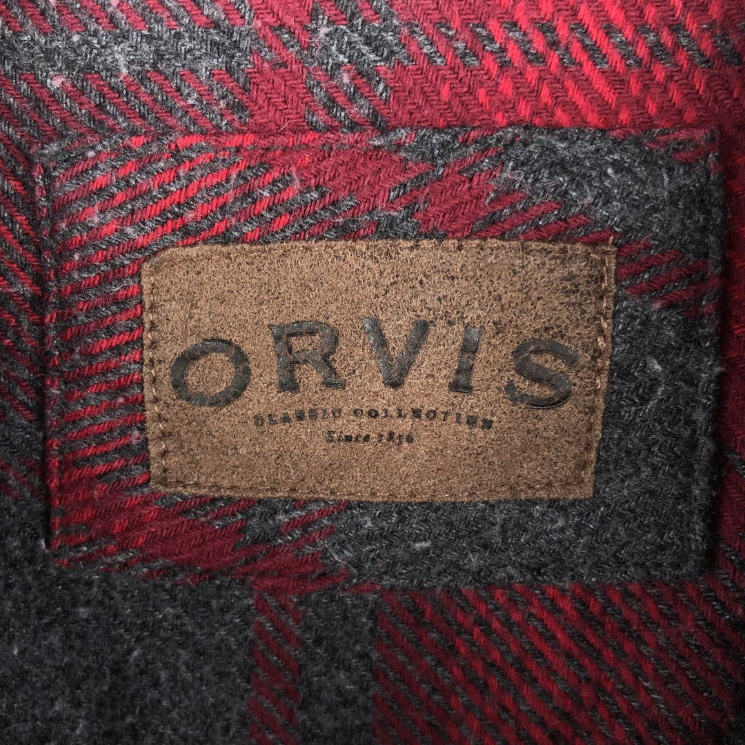 ORVIS Ombre Check Long Sleeve Heavy Flannel Check Shirt, Men's Size L cotton red type Vintage Second Hand