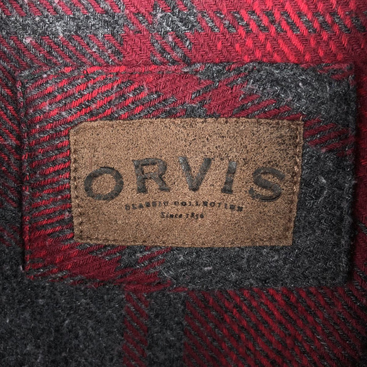 ORVIS Ombre Check Long Sleeve Heavy Flannel Check Shirt, Men's Size L cotton red type Vintage Second Hand