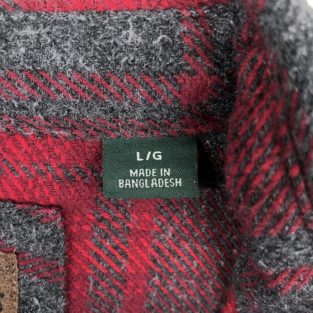 ORVIS Ombre Check Long Sleeve Heavy Flannel Check Shirt, Men's Size L cotton red type Vintage Second Hand