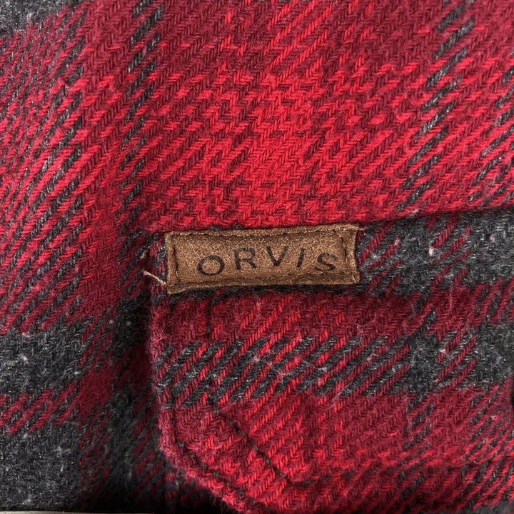 ORVIS Ombre Check Long Sleeve Heavy Flannel Check Shirt, Men's Size L cotton red type Vintage Second Hand