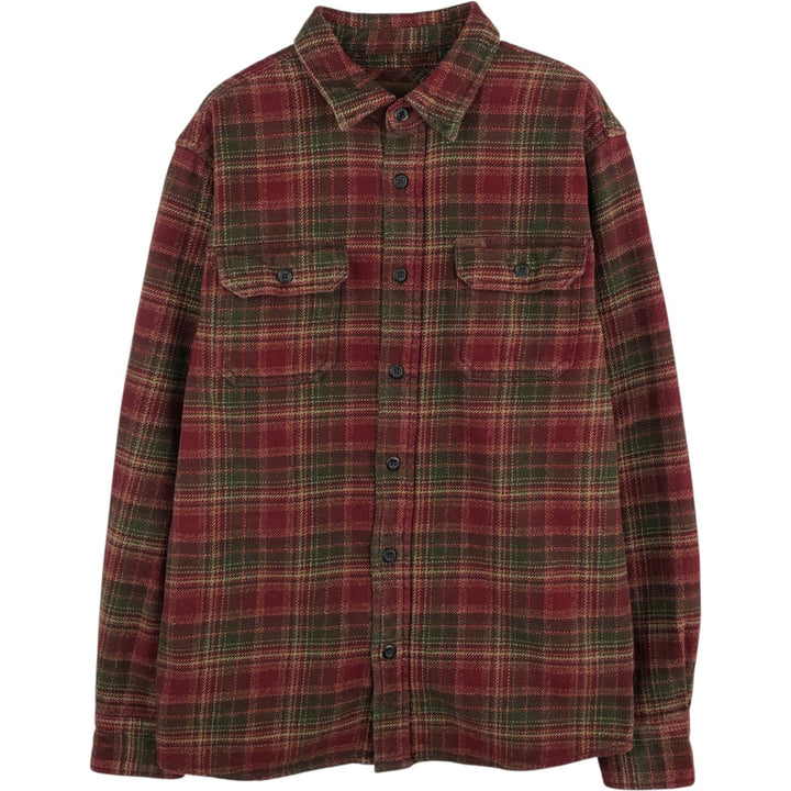 ORVIS Long Sleeve Flannel Check Shirt, Men's Size M cotton red type reddish brown Vintage Second Hand