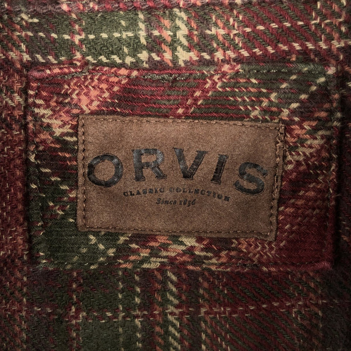 ORVIS Long Sleeve Flannel Check Shirt, Men's Size M cotton red type reddish brown Vintage Second Hand