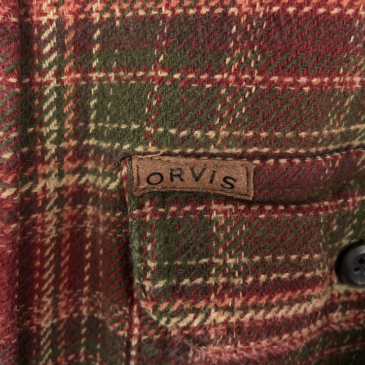 ORVIS Long Sleeve Flannel Check Shirt, Men's Size M cotton red type reddish brown Vintage Second Hand