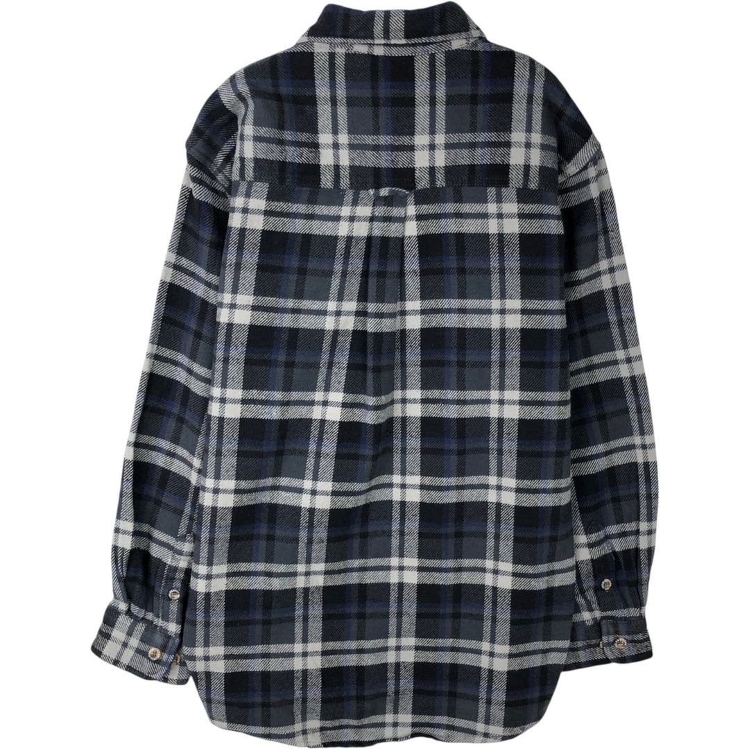 FIELD and STREAM Long Sleeve Heavy Flannel Check Shirt, Men's Size M cotton navy blue type Vintage Second Hand