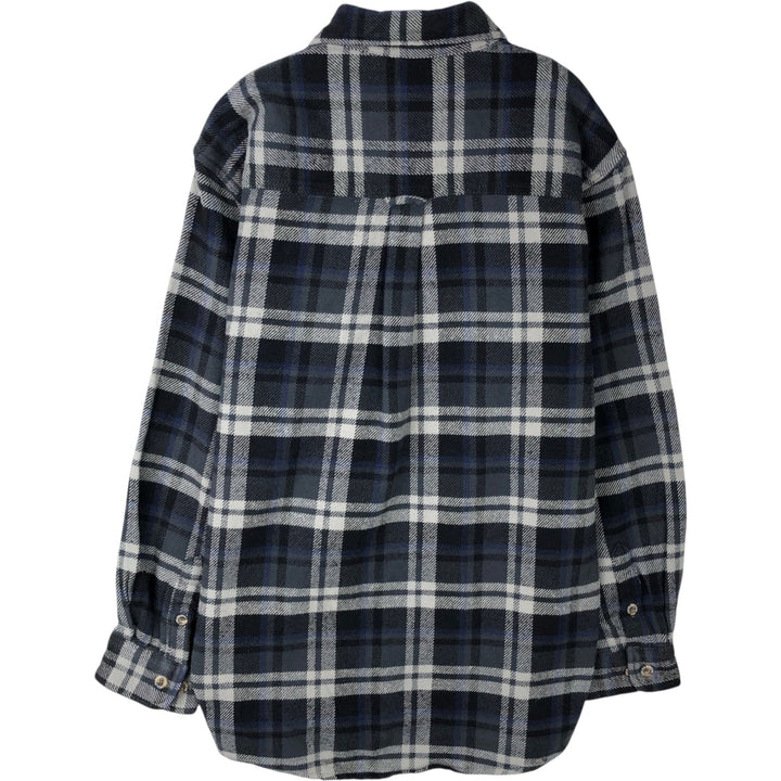 FIELD and STREAM Long Sleeve Heavy Flannel Check Shirt, Men's Size M cotton navy blue type Vintage Second Hand