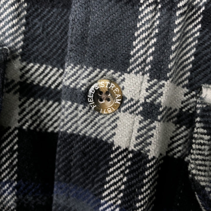 FIELD and STREAM Long Sleeve Heavy Flannel Check Shirt, Men's Size M cotton navy blue type Vintage Second Hand
