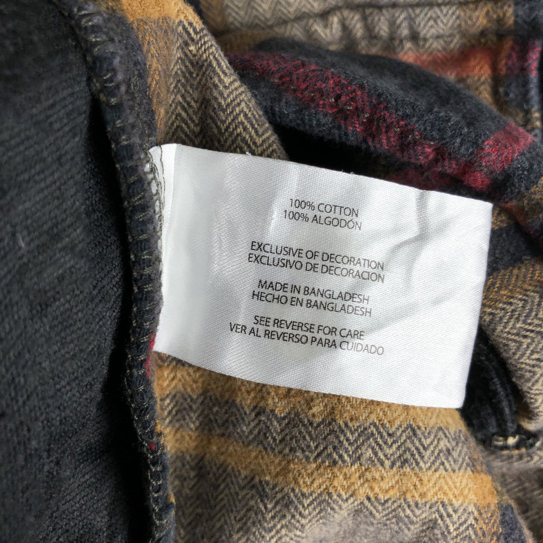 ORVIS Long Sleeve Heavy Flannel Check Shirt, Men's Size L cotton Khaki type brown Vintage Second Hand