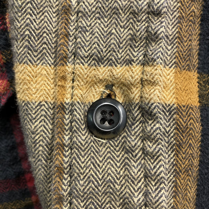 ORVIS Long Sleeve Heavy Flannel Check Shirt, Men's Size L cotton Khaki type brown Vintage Second Hand