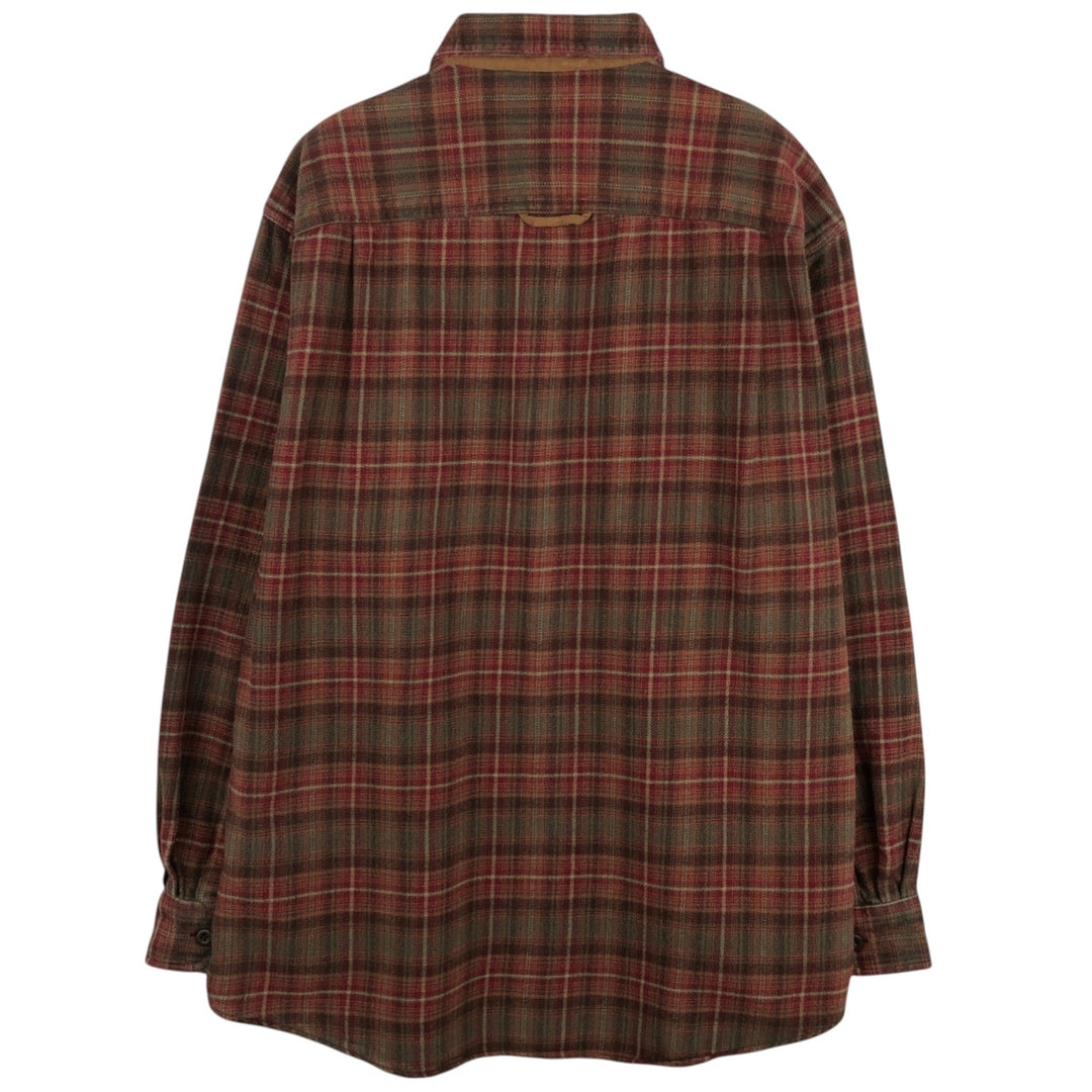 2000'S Orvis long-sleeved flannel check shirt, men's size L cotton red type reddish brown Vintage Second Hand