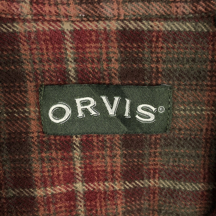 2000'S Orvis long-sleeved flannel check shirt, men's size L cotton red type reddish brown Vintage Second Hand