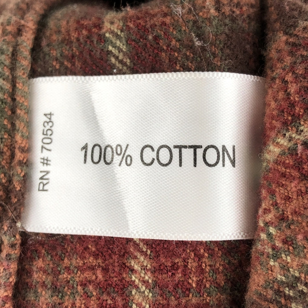 2000'S Orvis long-sleeved flannel check shirt, men's size L cotton red type reddish brown Vintage Second Hand