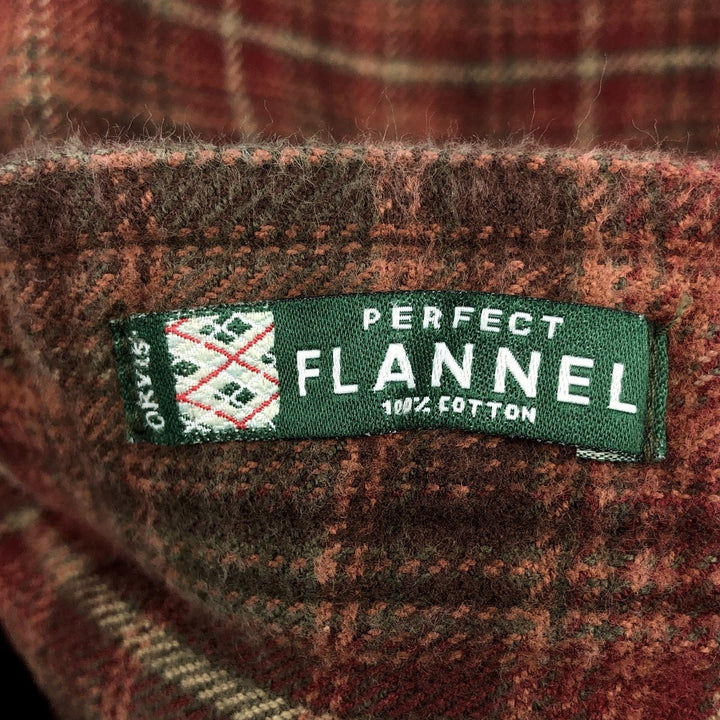 2000'S Orvis long-sleeved flannel check shirt, men's size L cotton red type reddish brown Vintage Second Hand